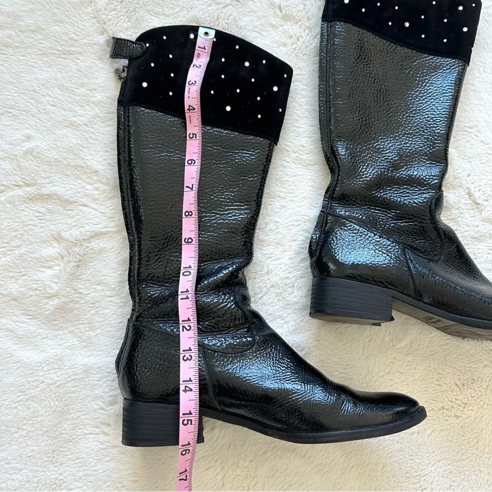 Women leather  high boots with natural fur inside size 6